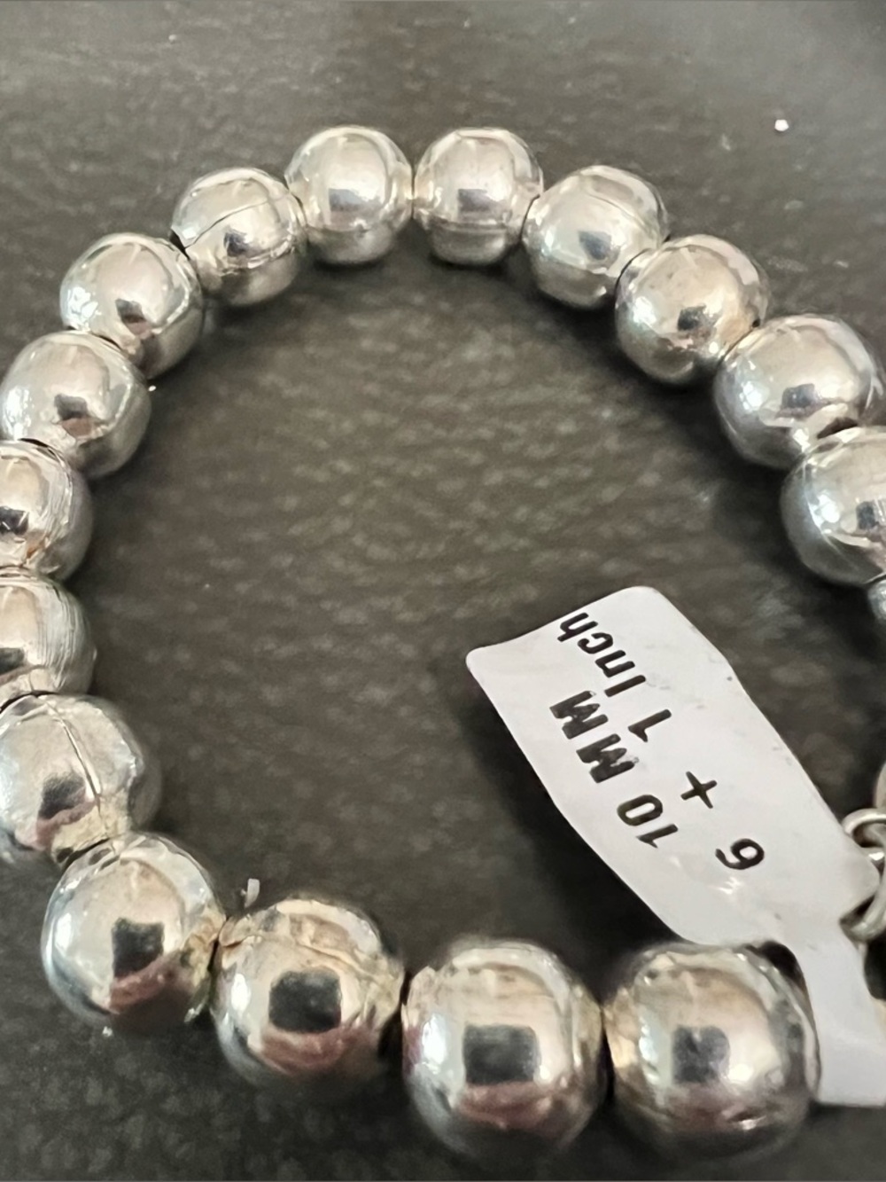 Polished Silver Bead Stretch Bracelet - Women